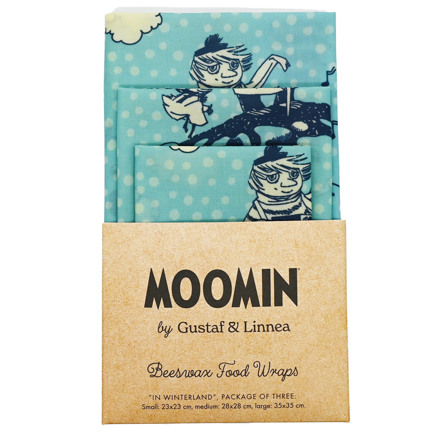 Mummitrollet - Beeswax Wrap "In Winterland" - Sett med 3 stk