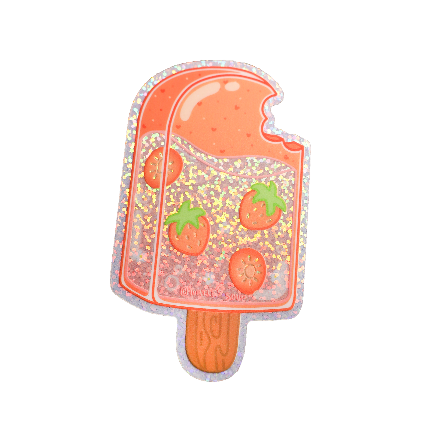 Strawberry Ice Pop - Klistremerke (Glitter)