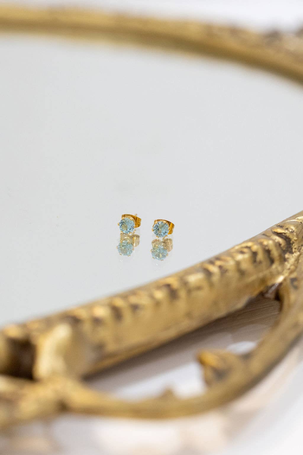 Øredobber Aquamarine Zirkonia og Gull