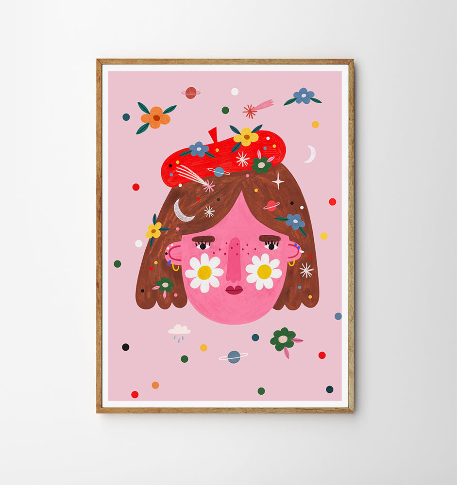 RED BERET Giclee Print A4