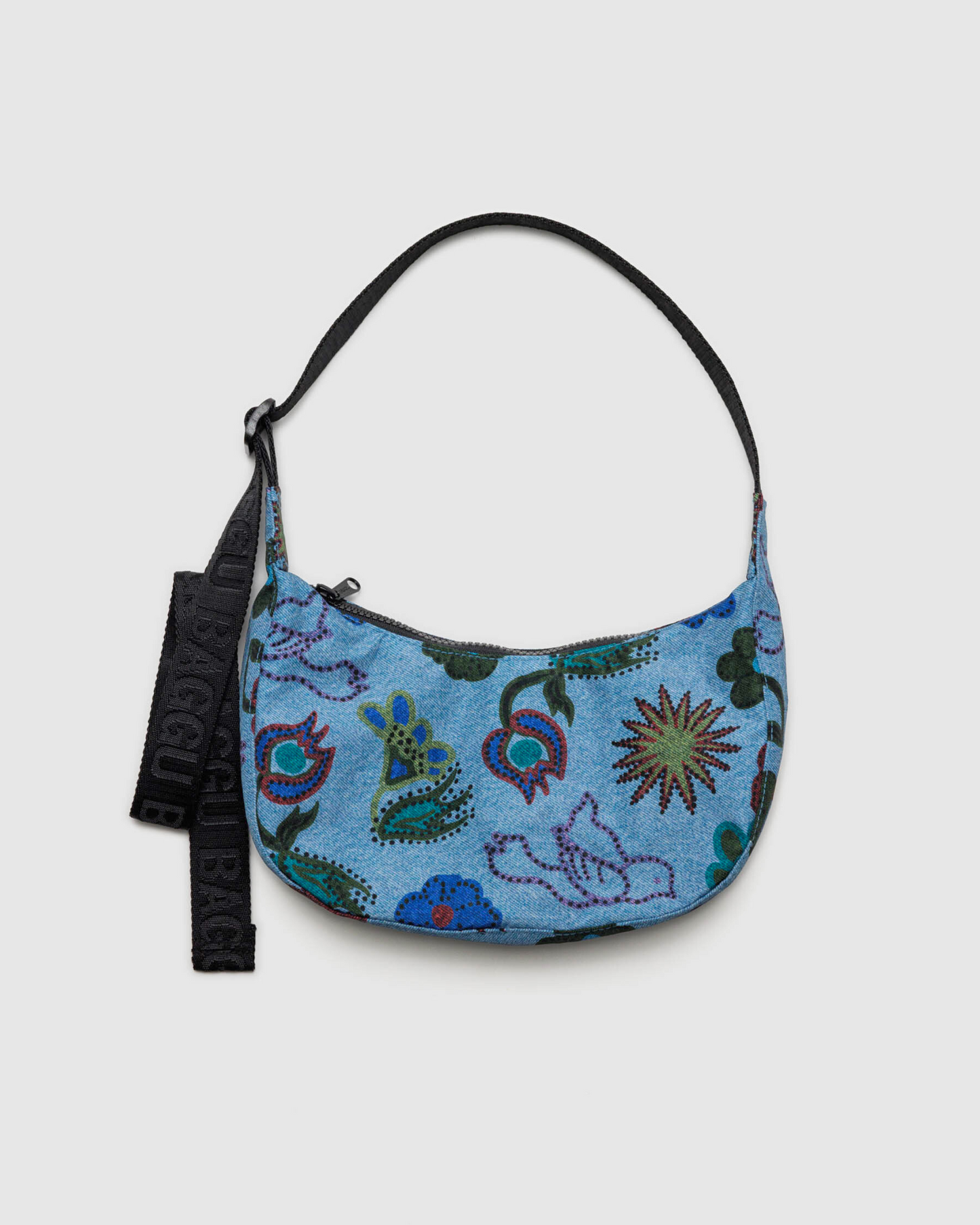 BAGGU Small Crescent Bag - Digital Denim Birds