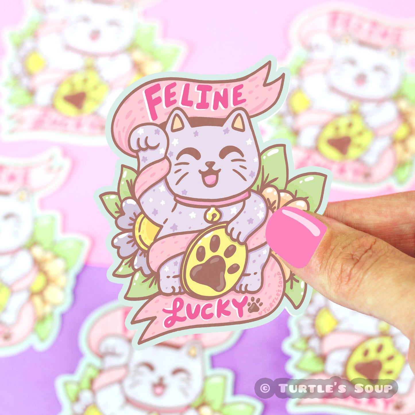 Neko Maneki Feline Lucky - Klistremerke
