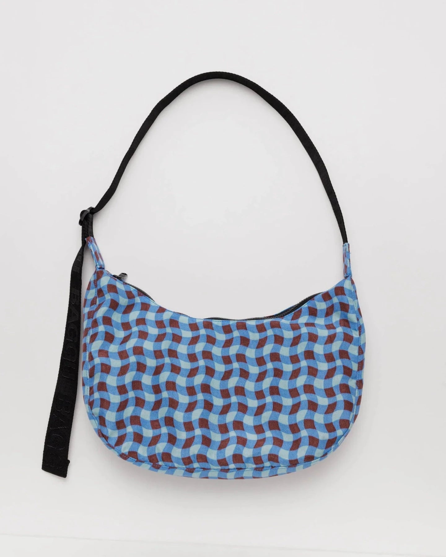 BAGGU Medium Crescent Bag - Wavy Gingham Blue