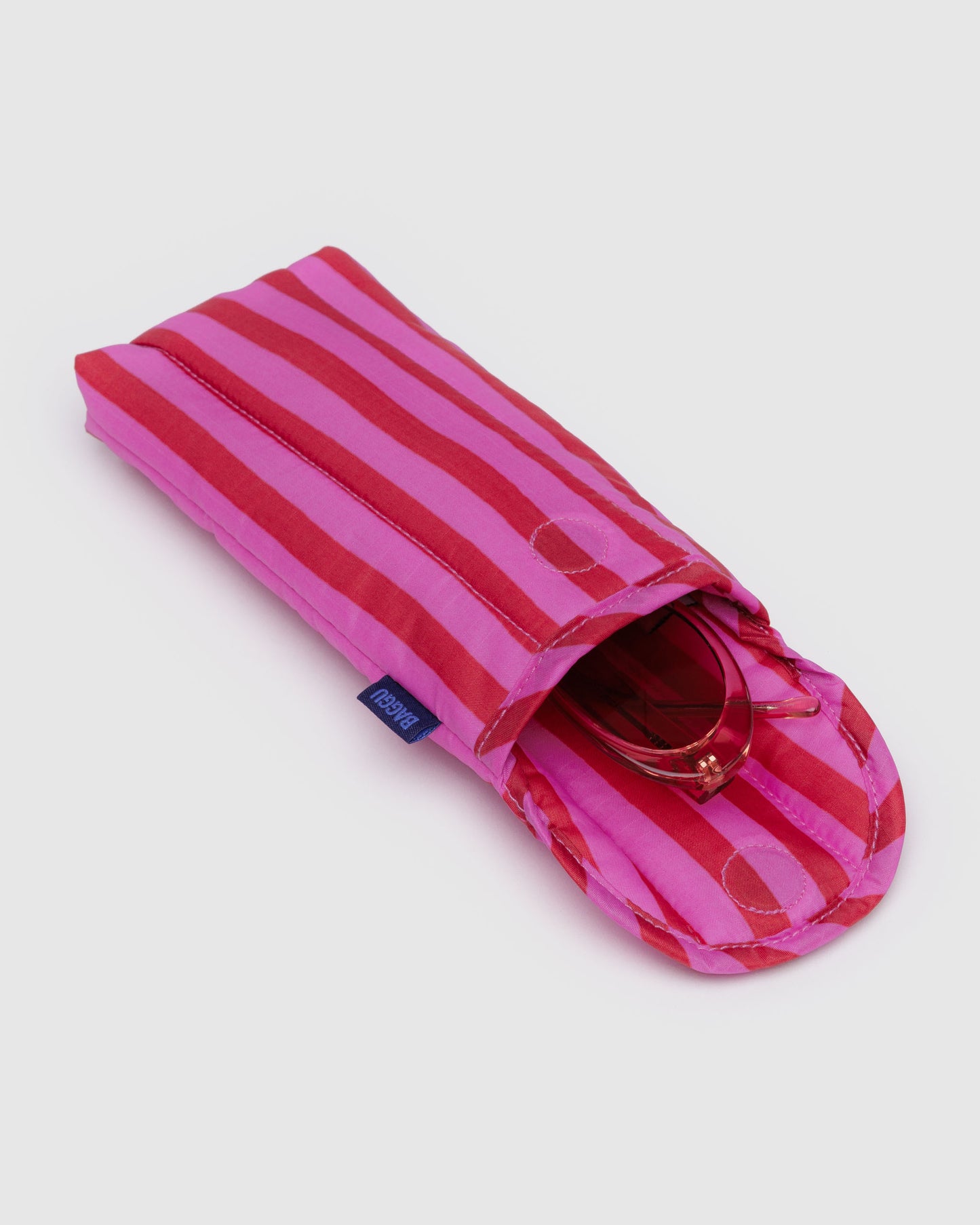 BAGGU Puffy Glasses Sleeve - Pink & Red Painted Stripe