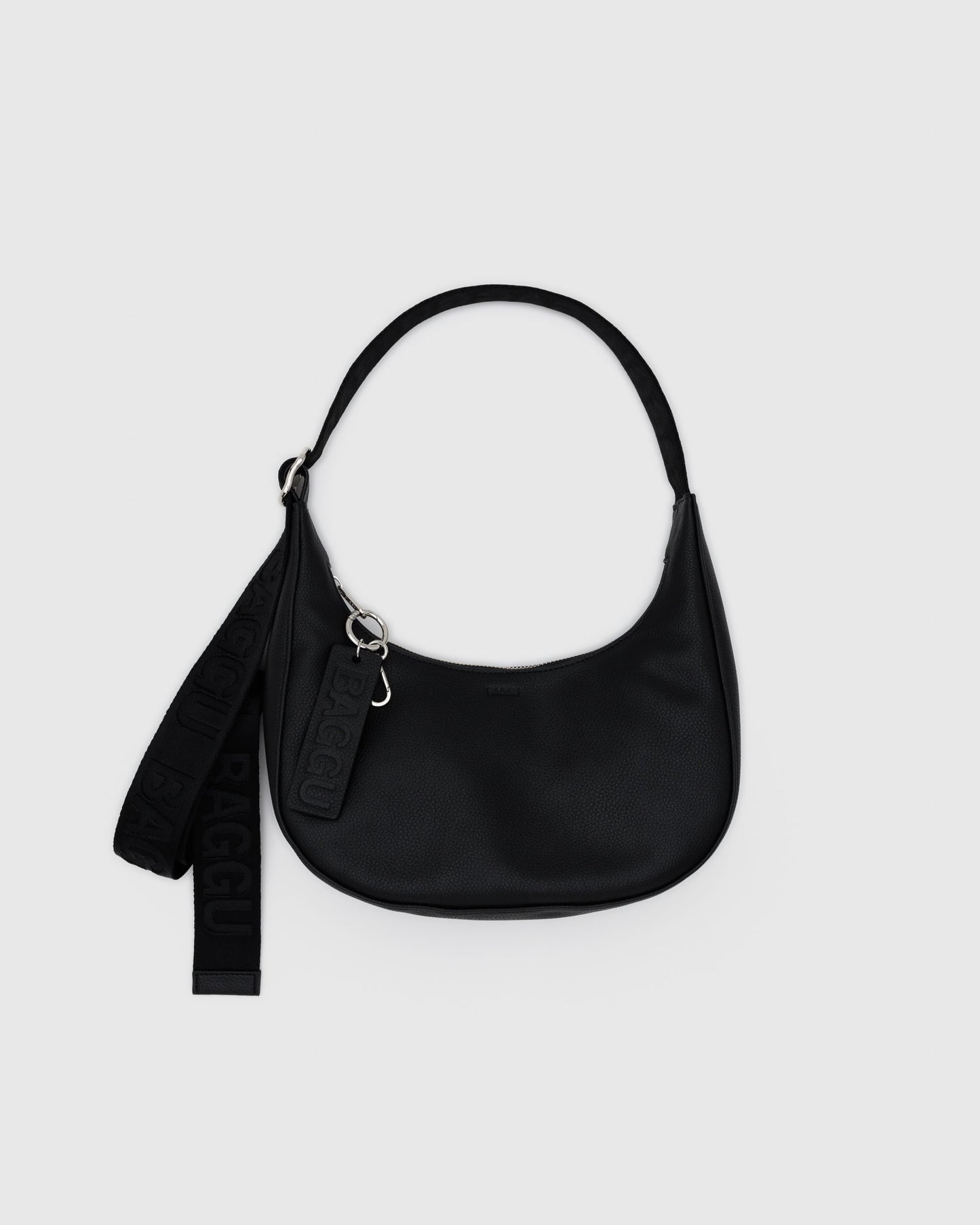 BAGGU Recycled Leather Crescent Bag Small - Black