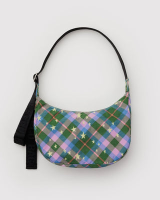 BAGGU - BAGGU Medium Crescent Bag - Green Star Plaid - COLORPOP