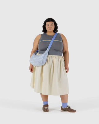 BAGGU - BAGGU Medium Crescent Bag - Light Blue Gingham - COLORPOP