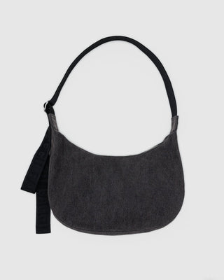 BAGGU - BAGGU Medium Denim Crescent Bag - Washed Black Denim - COLORPOP