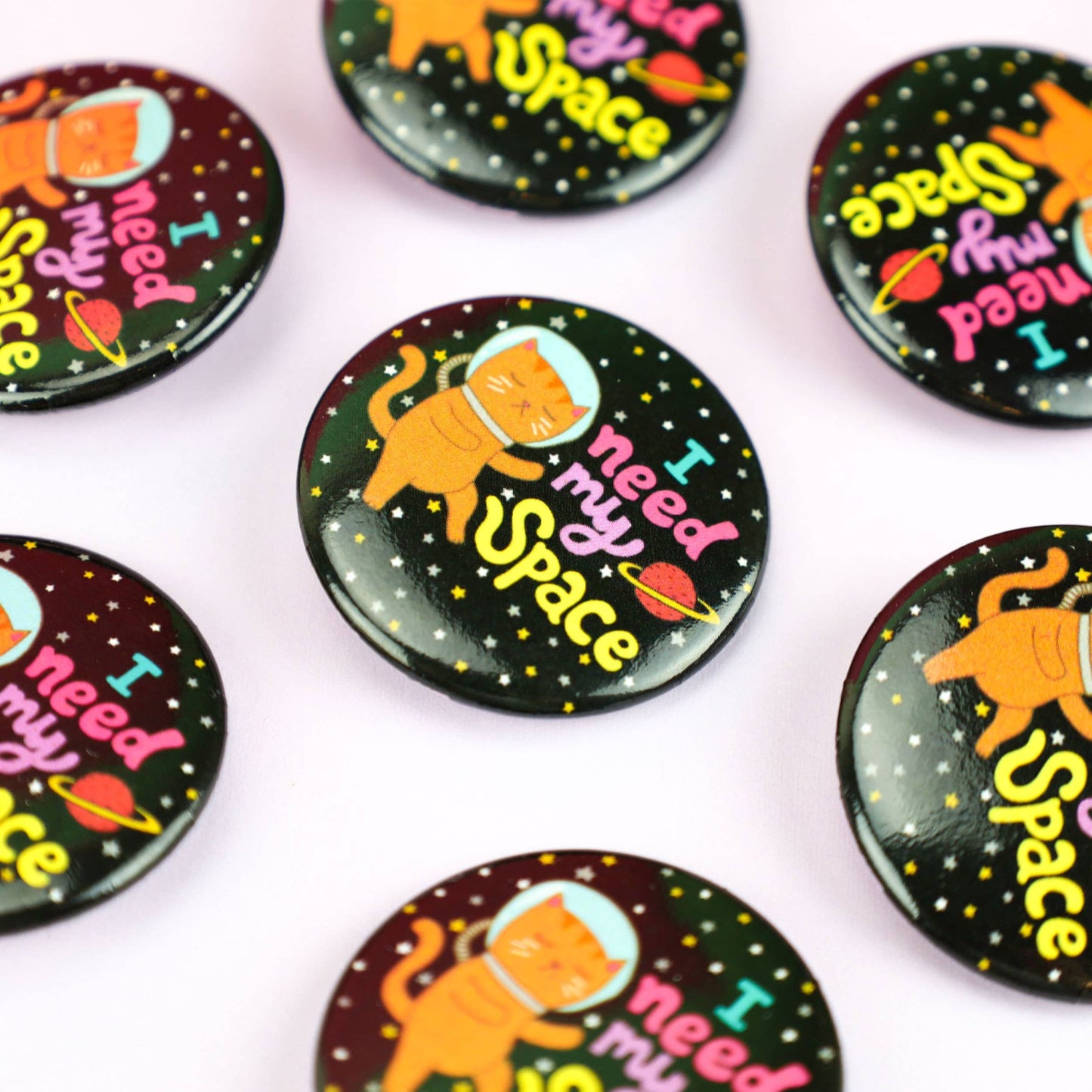 I Need My Space Galaxy Cat Introvert Button