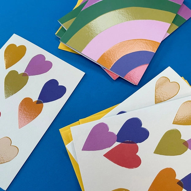 Rainbow & Hearts - 6pk kort