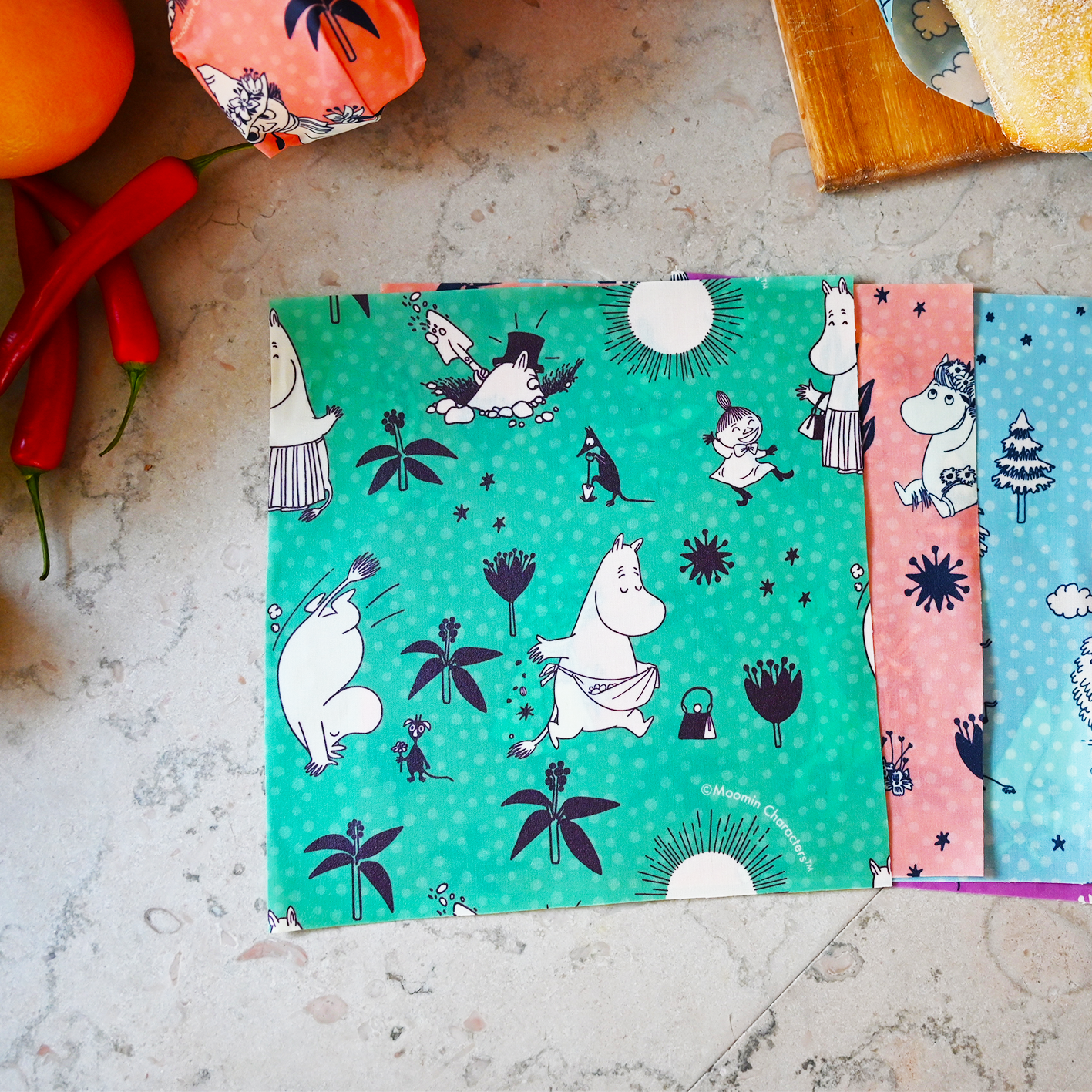 Mummitrollet - Beeswax Wrap "Tending the Earth" - Sett med 3 stk