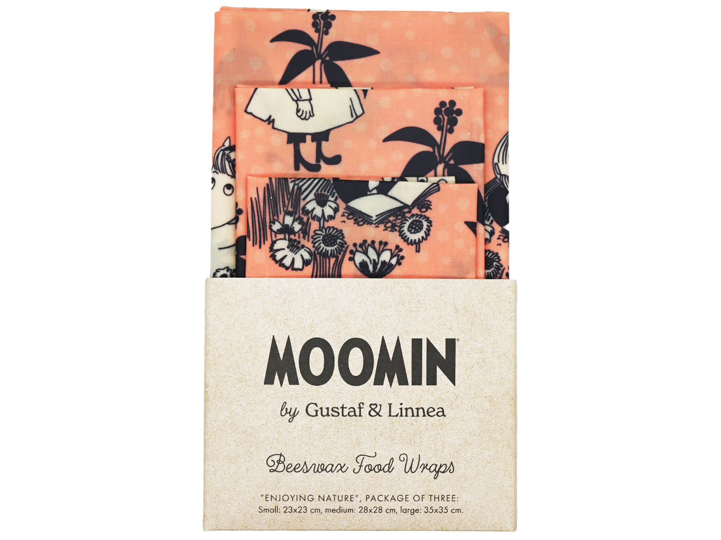 Mummitrollet - Beeswax Wrap "Enjoying nature" - Sett med 3 stk