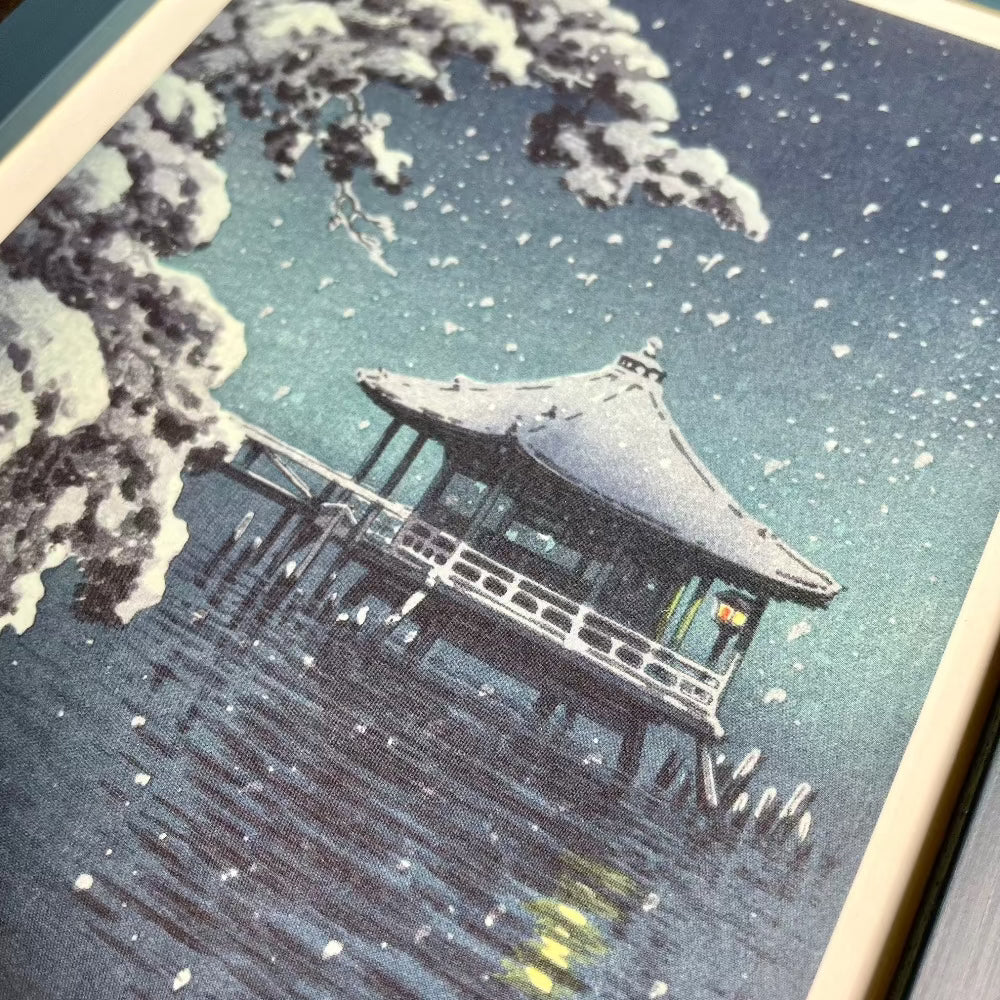 Tsuchiya Koitsu - Snow at Ukimido A5 Innrammet