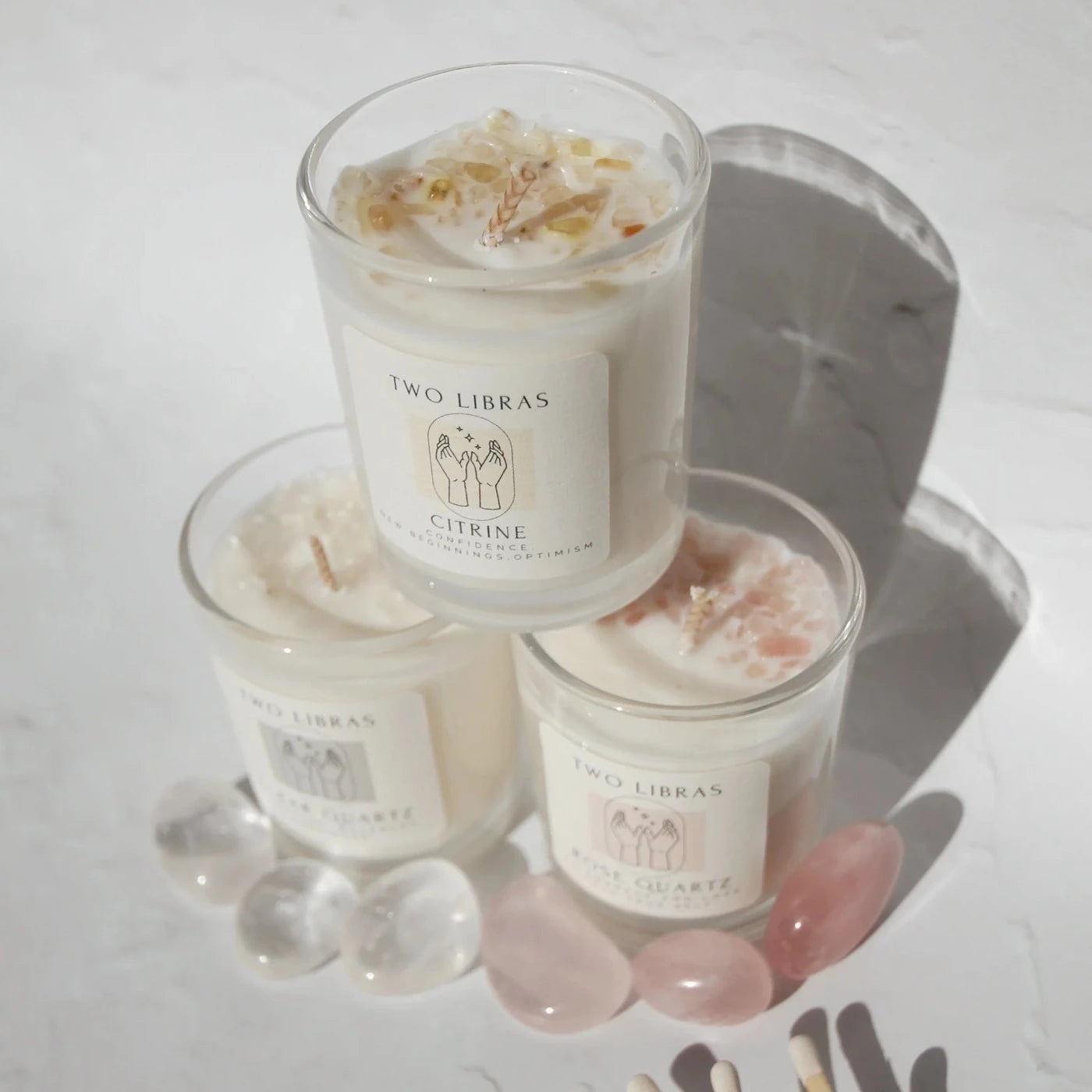 Sett med 3 Mini Crystal Intention Candles
