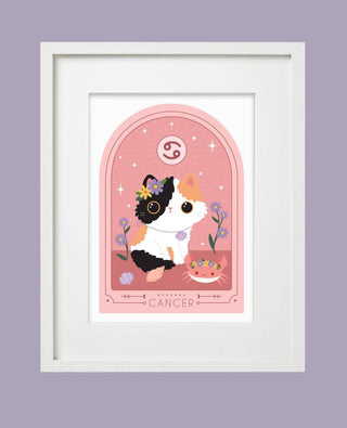 Paper Cat Club - Zodiac Kitty Art Print - Cancer - COLORPOP
