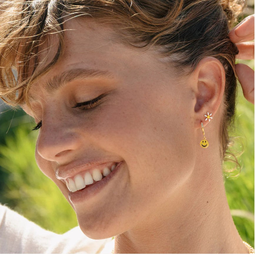 Smiley Face Huggie Hoops