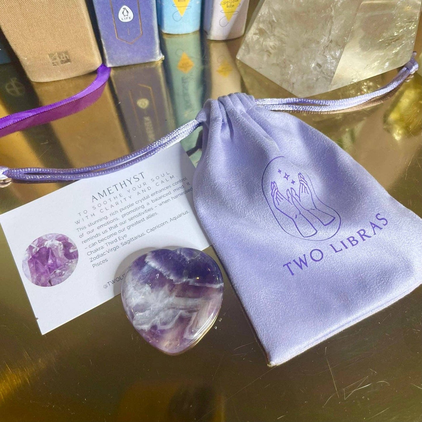 Amethyst Heart Worry Thumb Stone