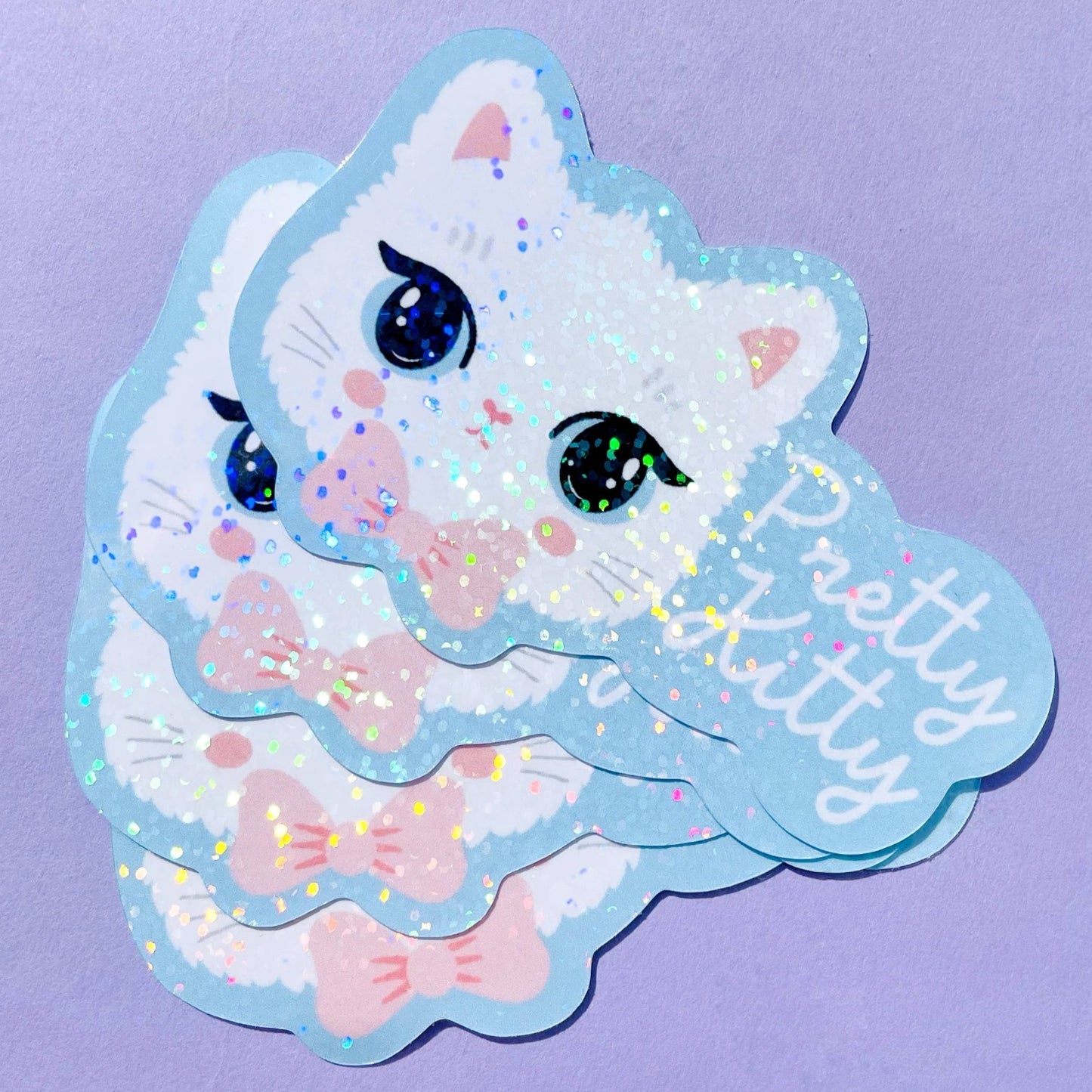 Pretty Kitty Glitter Klistremerke