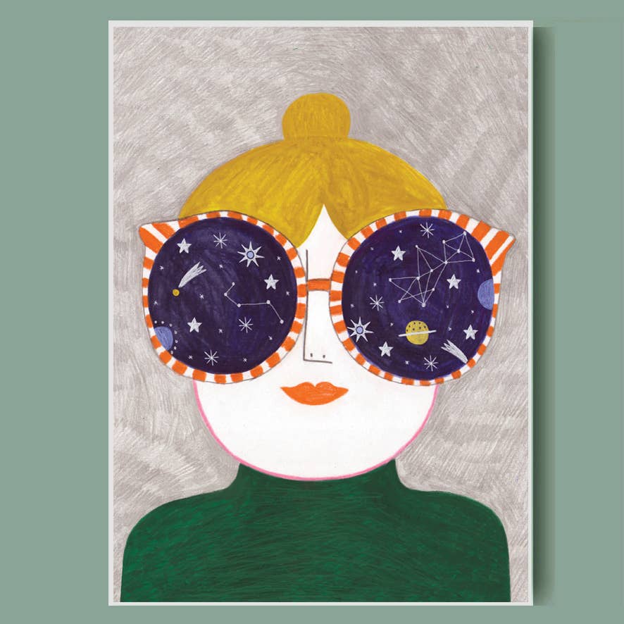 Daria Solak Illustrations - COSMIC GLASSES Giclee Print A4 - COLORPOP