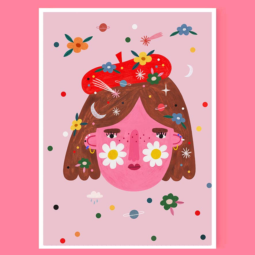 RED BERET Giclee Print A4