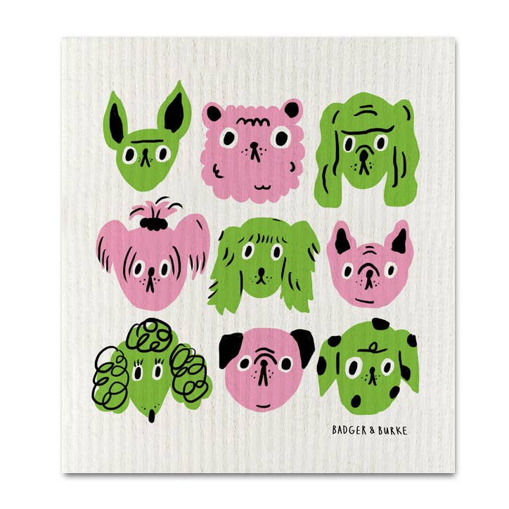 Badger & Burke - Dog Faces Kjøkkenklut/Svamp - COLORPOP