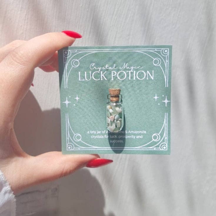 Luck Potion - Aventurine & Amazonite Crystal Wish Jar