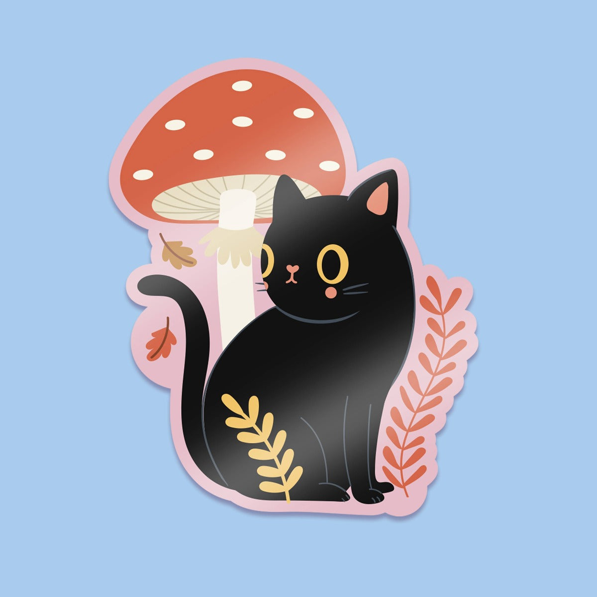 Black Cat Toadstool Klistremerke