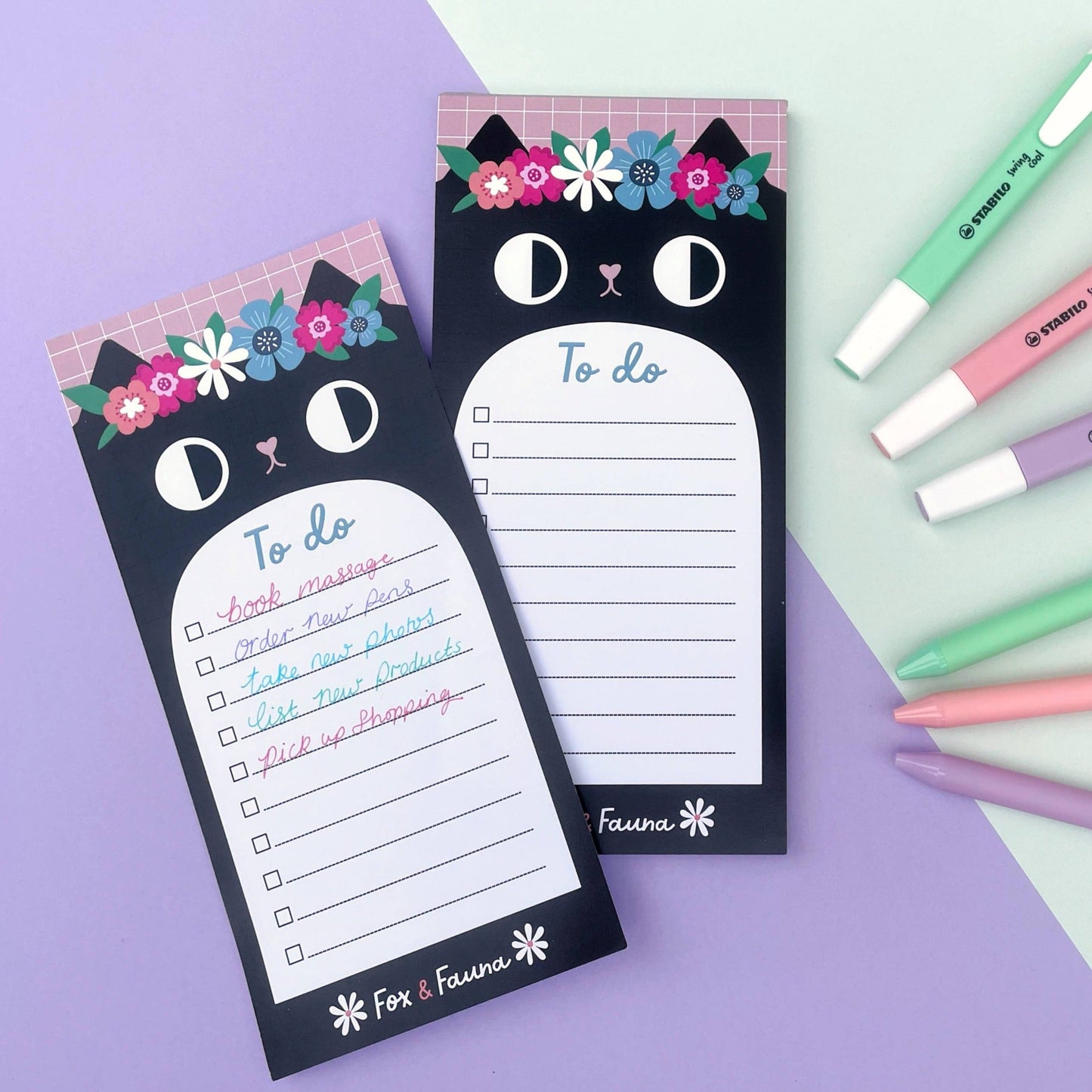 Fox & Fauna - Floral Felines To Do List - Notatblokk - COLORPOP