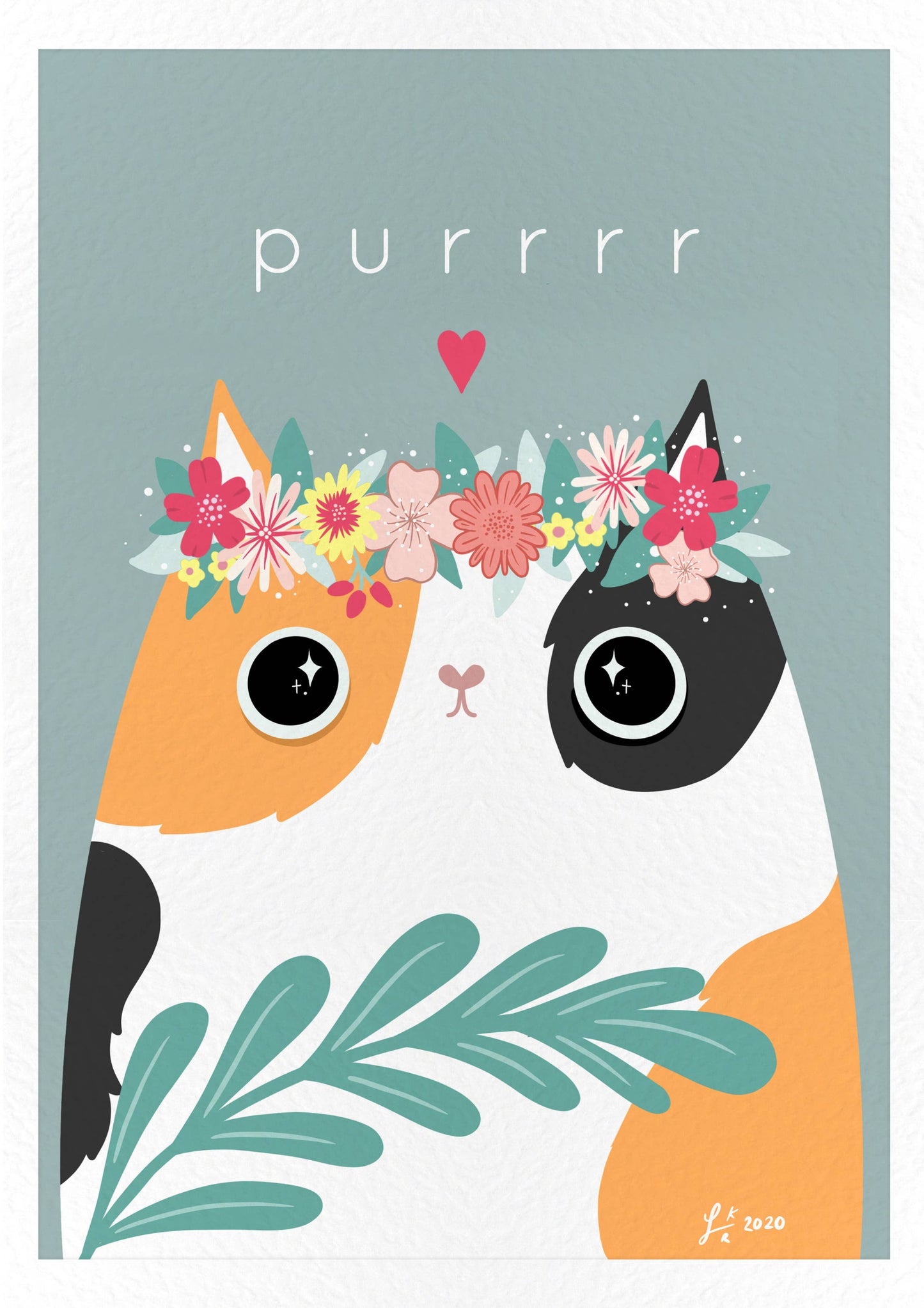 Fox & Fauna - Purr Calico Cat Giclée Art Print A4 - COLORPOP