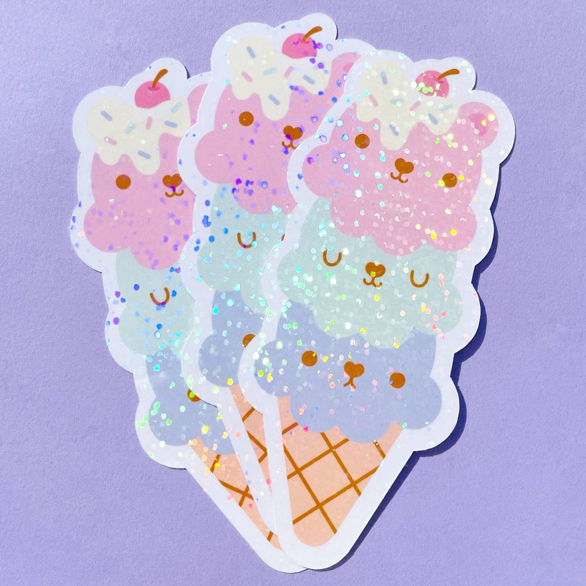 Ice Cream Glitter Klistremerke