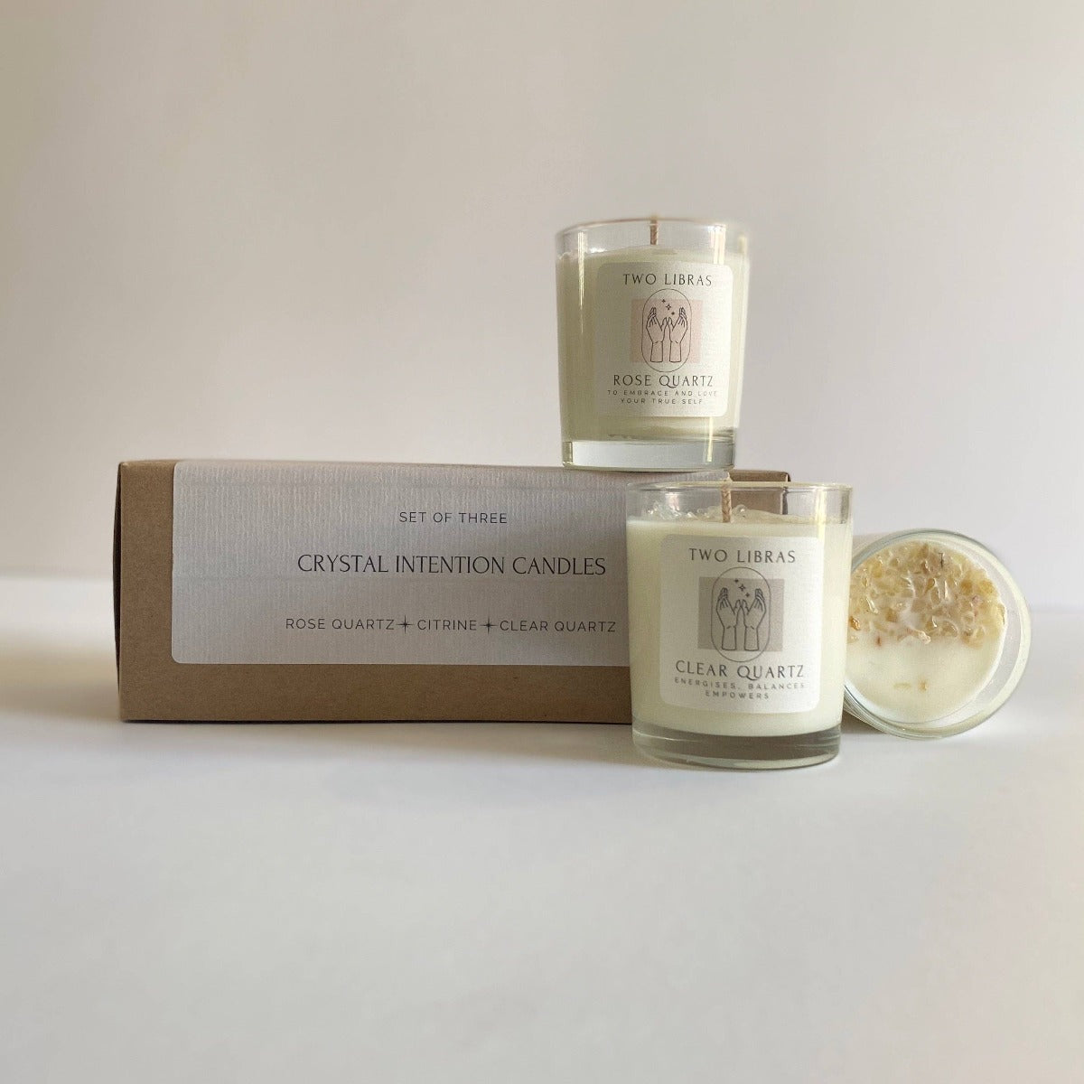 Sett med 3 Mini Crystal Intention Candles