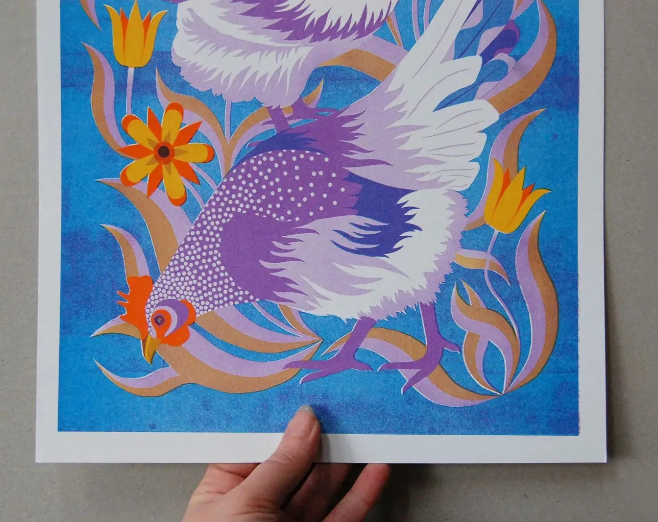 Hens - A3 Risograph Print