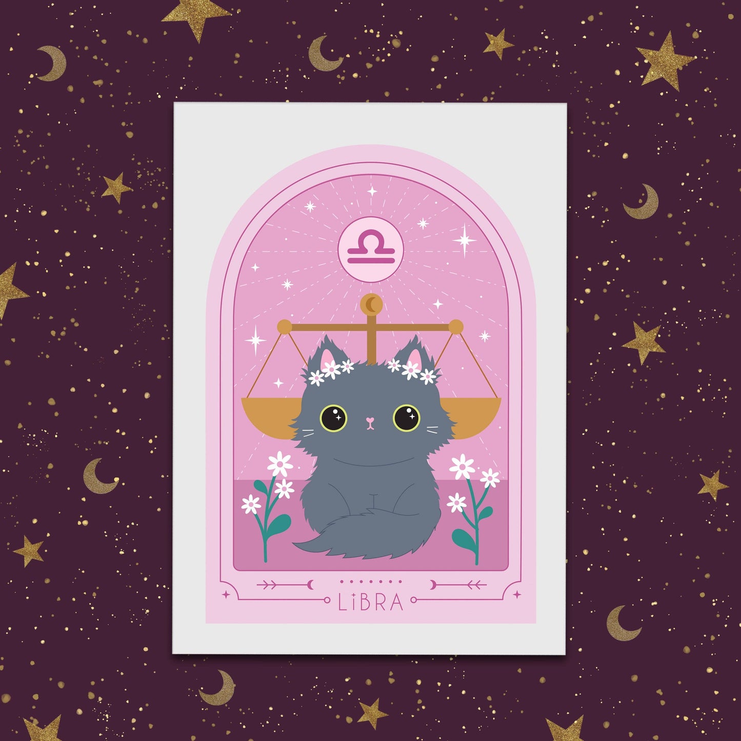 Zodiac Kitty Art Print - Libra