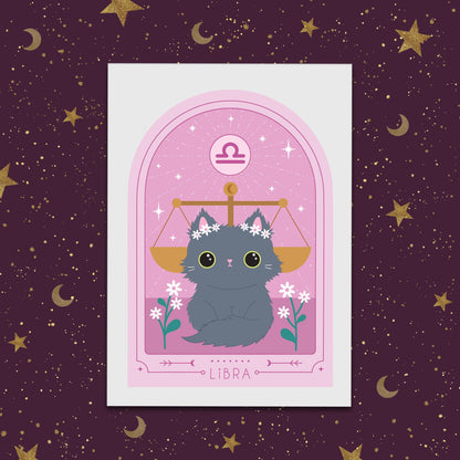 Zodiac Kitty Art Print - Libra