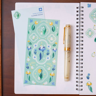 Klistremerkeark Washi - Flower Duck