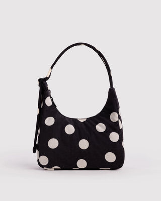 BAGGU Mini Nylon Shoulder Bag - Black And Cream Polka Dot