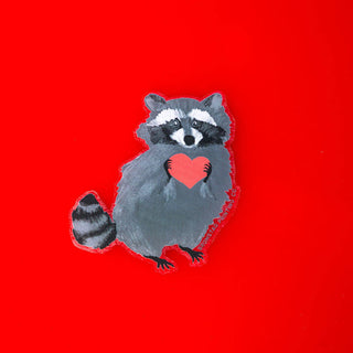 Raccoon Love - Transparent Klistremerke