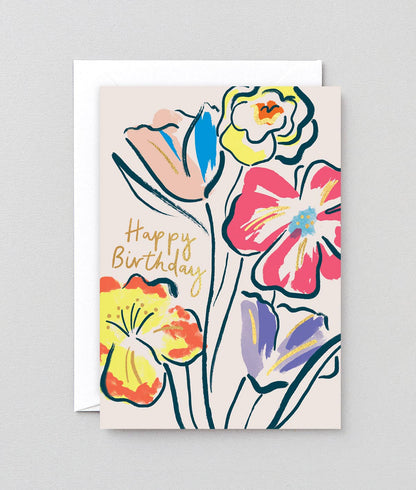 Floral Happy Birthday - Kort