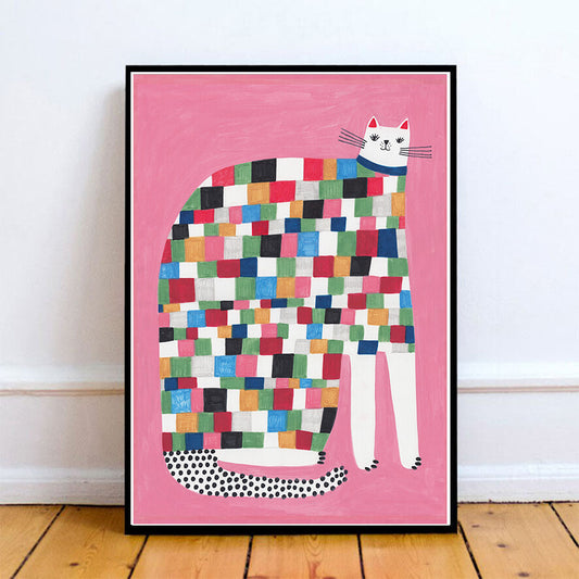 SQUARE CAT Giclee Print A4