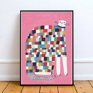 SQUARE CAT Giclee Print A4