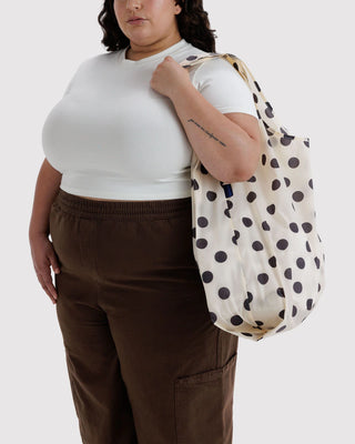 Big BAGGU Handlenett - Cream and Black Polka Dot