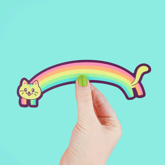 Rainbow Kitty Long - Klistremerke