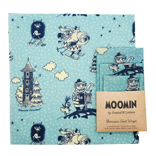 Mummitrollet - Beeswax Wrap "In Winterland" - Sett med 3 stk
