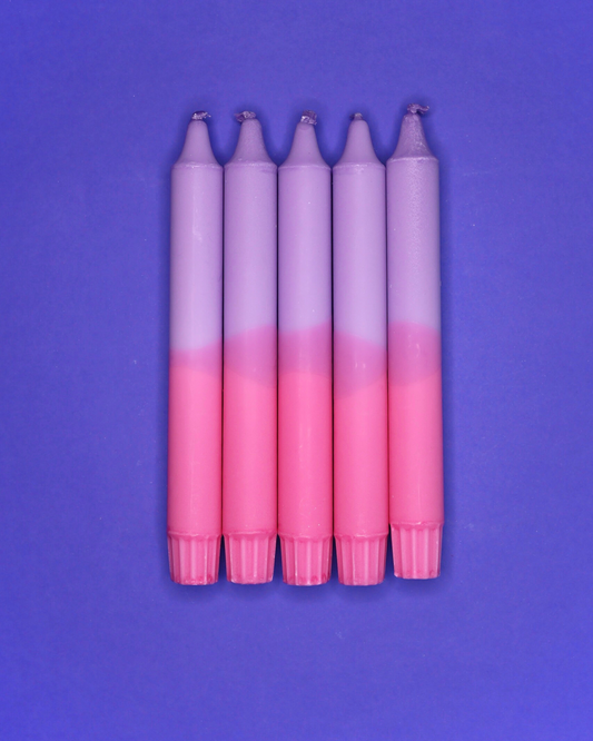 Kronelys - Pastell Lilla og Rosa