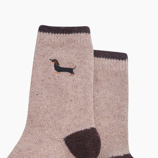 Ullsokker med Brodert Dachs Str. 36-40