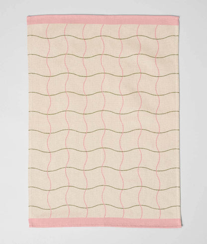 Wave Grid Natural - Kjøkkenhåndkle