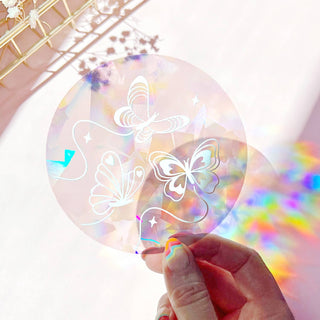 White Butterflies Suncatcher - Regnbue Vindusdekal