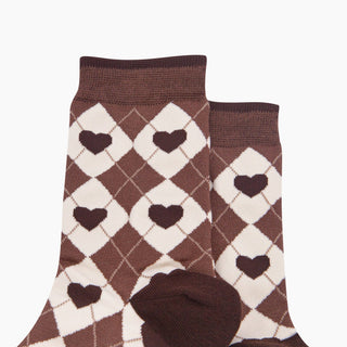 Bambussokker Hjerter Brun Argyle Str. 36-40