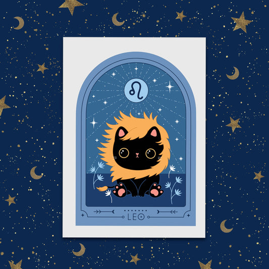 Zodiac Kitty Art Print - Leo