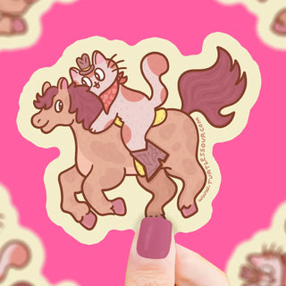 Cat Cowboy Horse - Klistremerke